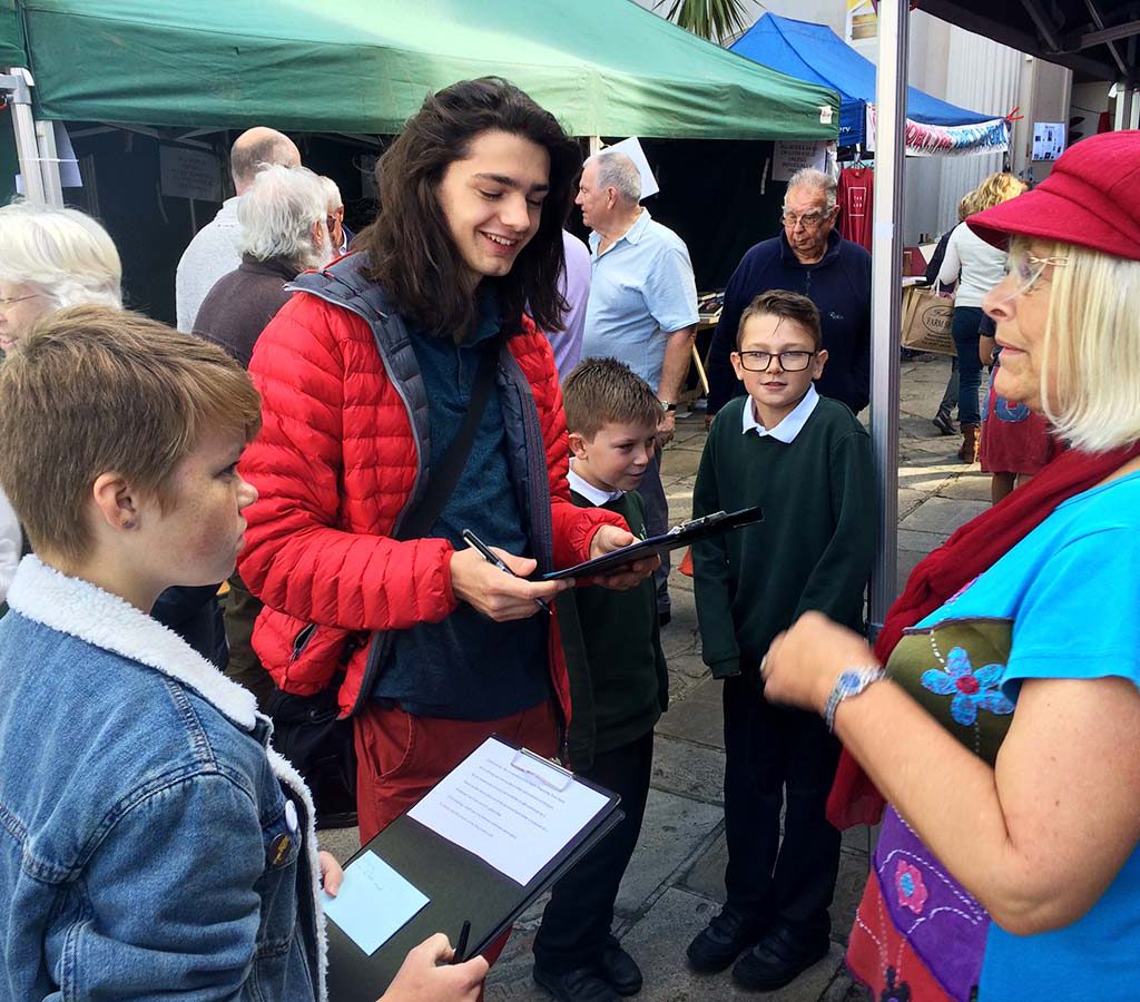Interviewing Members Of The Public At Bridport Charter Fair 2019